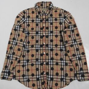 Burberry London England Women's Polka-Dot Check Shirt Archive Beige Size S